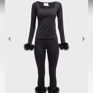 Sleeper The Weekend Chic Feather-Trim Pajama Set